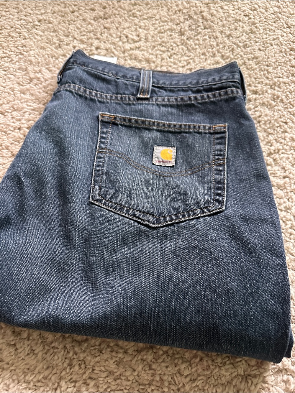 Carhartt Men’s Indigo Straight Jeans with Logo Patch